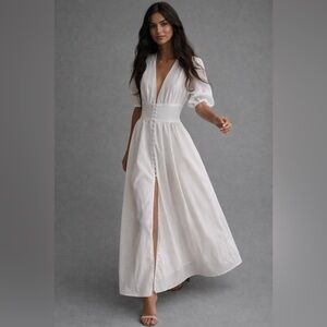 Commense Frenchy Button Split Long Dress